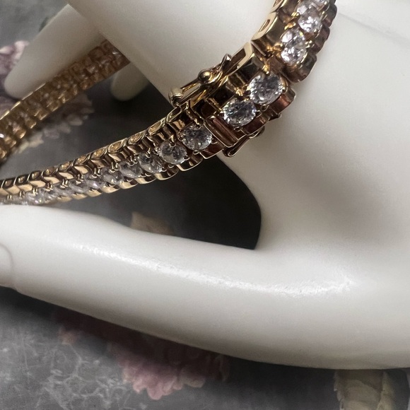 Bronze Italy 14kt gold plating Sterling Silver Bracelet with crystal stones. - Picture 3 of 6